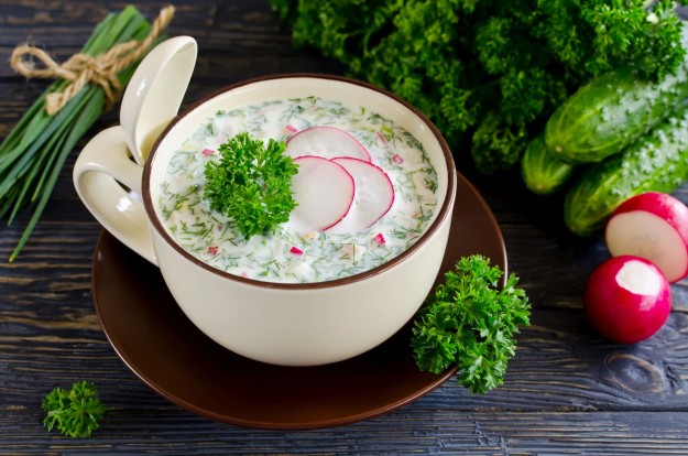 Russian spring and summer cold soup  with kefir