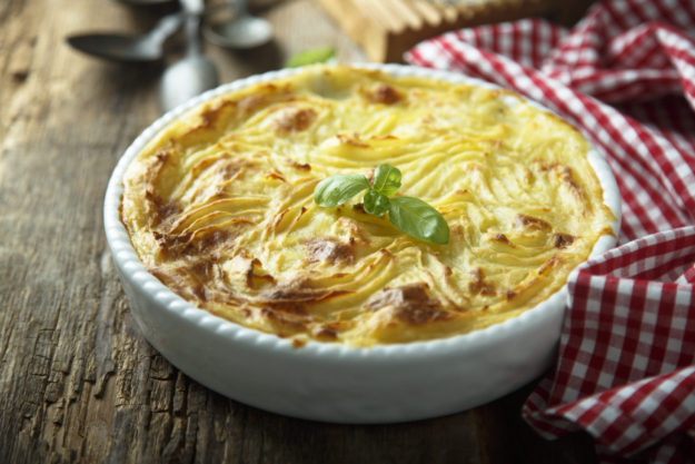 Homemade fish pie with mashed potato