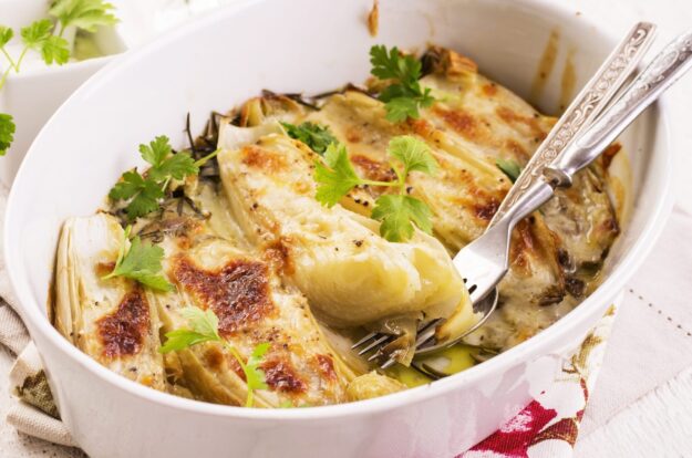 Gratinierter Chicorée in Honigsenf-Sahne Rezeptbild Gratinierter Chicorée mit Honigsenf-Sahne