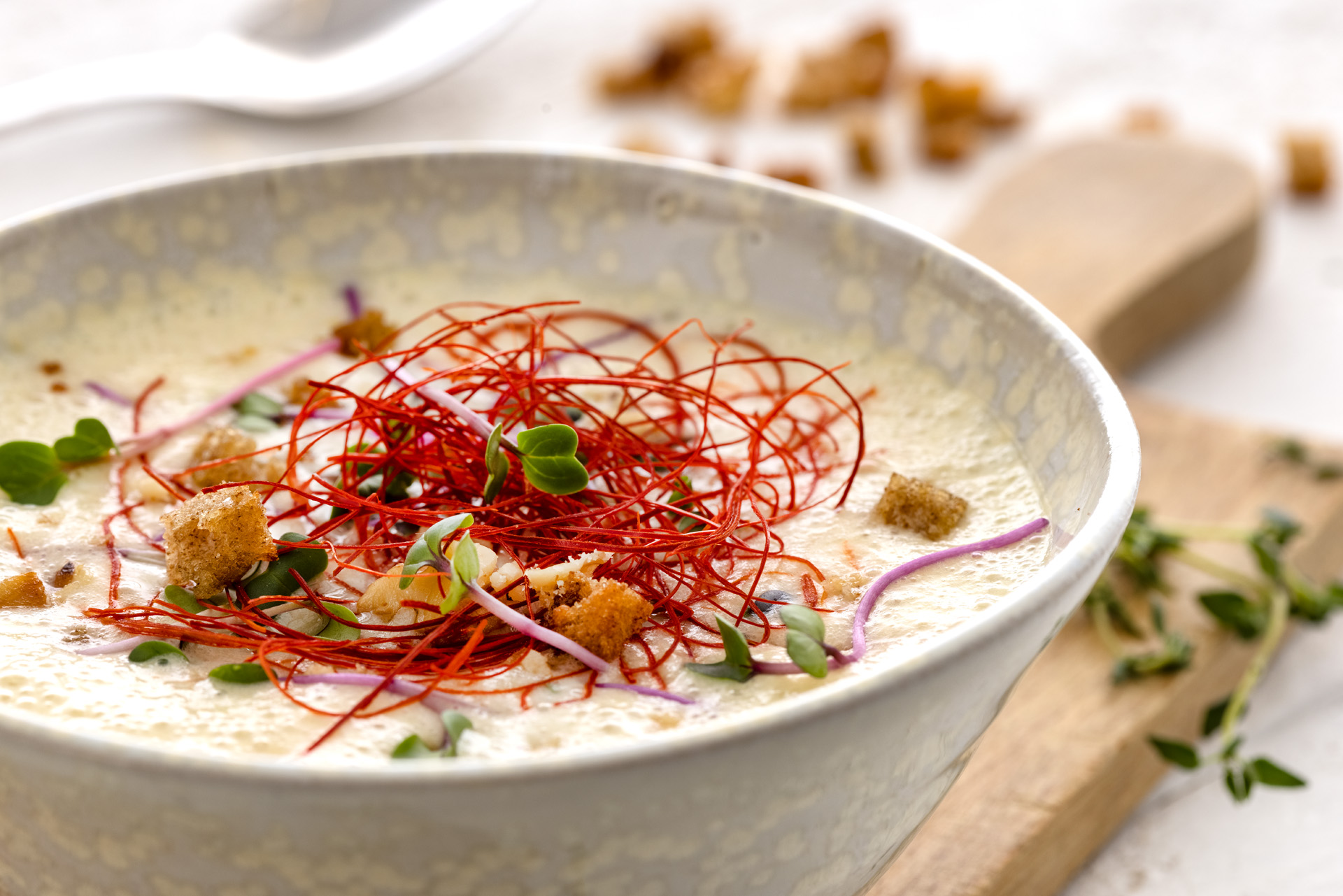 Käsesuppe mit Walnuss-Croutons - Landgemachtes