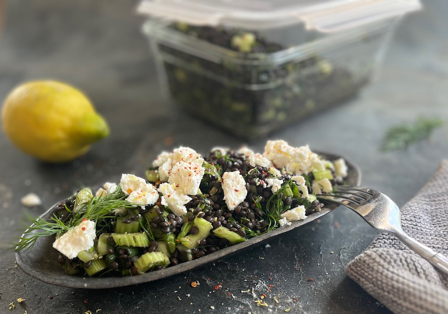 Linsensalat mit Schafskäse - Landgemachtes