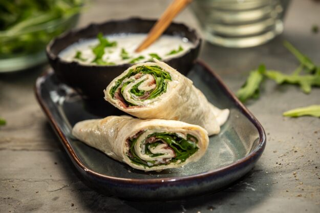 Ruccola-Schinken-Wraps Wrap-Röllchen, gefüllte Wraps
