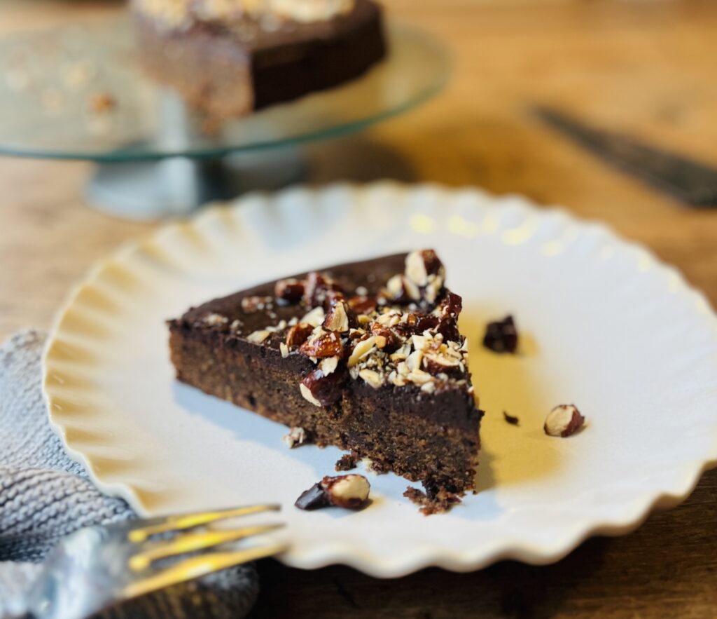 Schokokuchen mit Mandelkaramell Schokokuchen mit Mandelkaramell