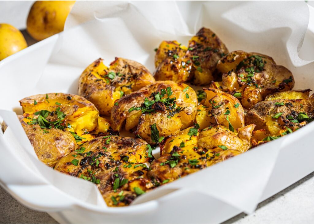Schnelle Quetschkartoffeln mit Kräuterbutter